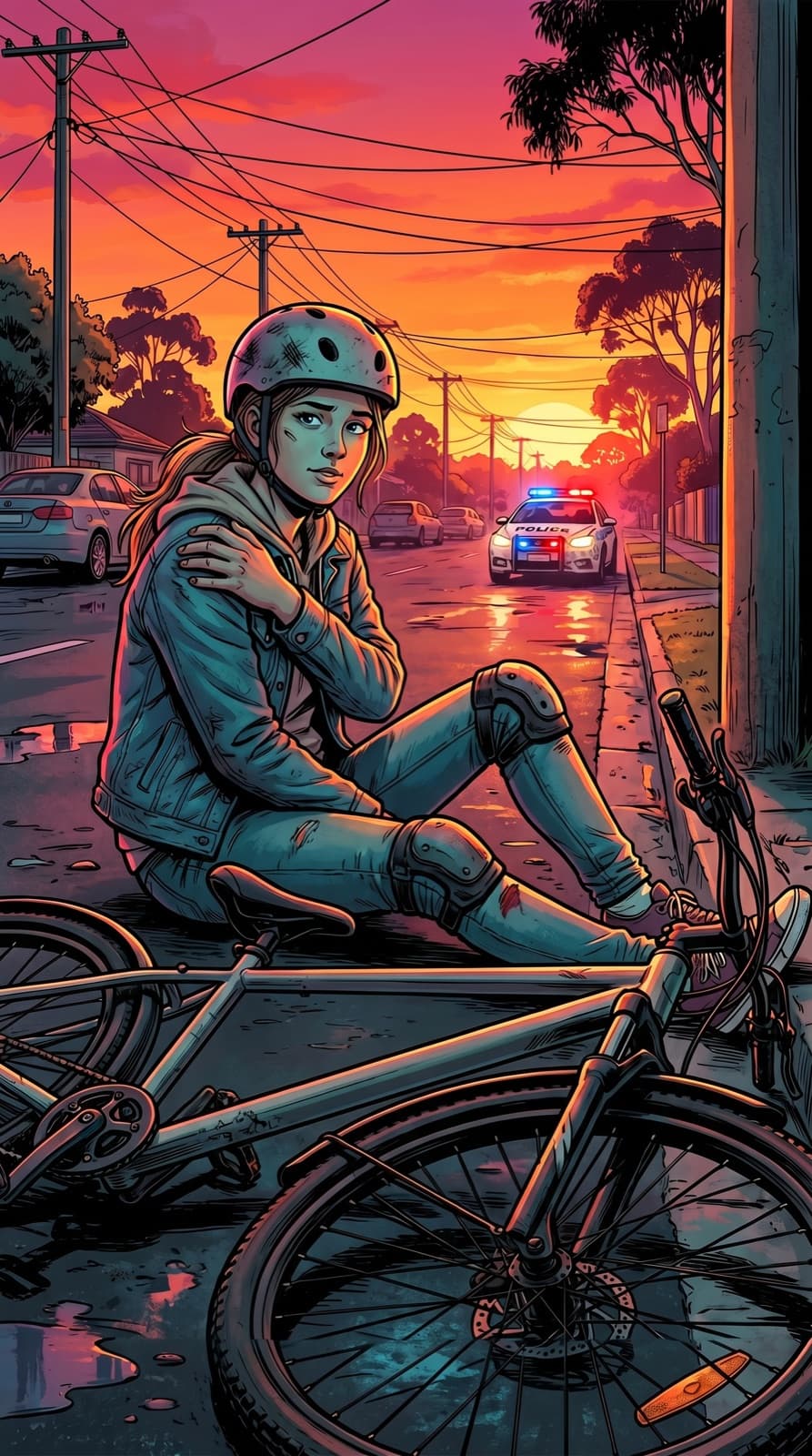 BikeHero illustrated Emergency Hero crash scenario